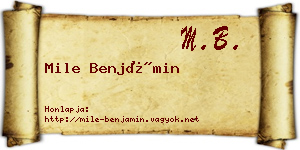 Mile Benjámin névjegykártya